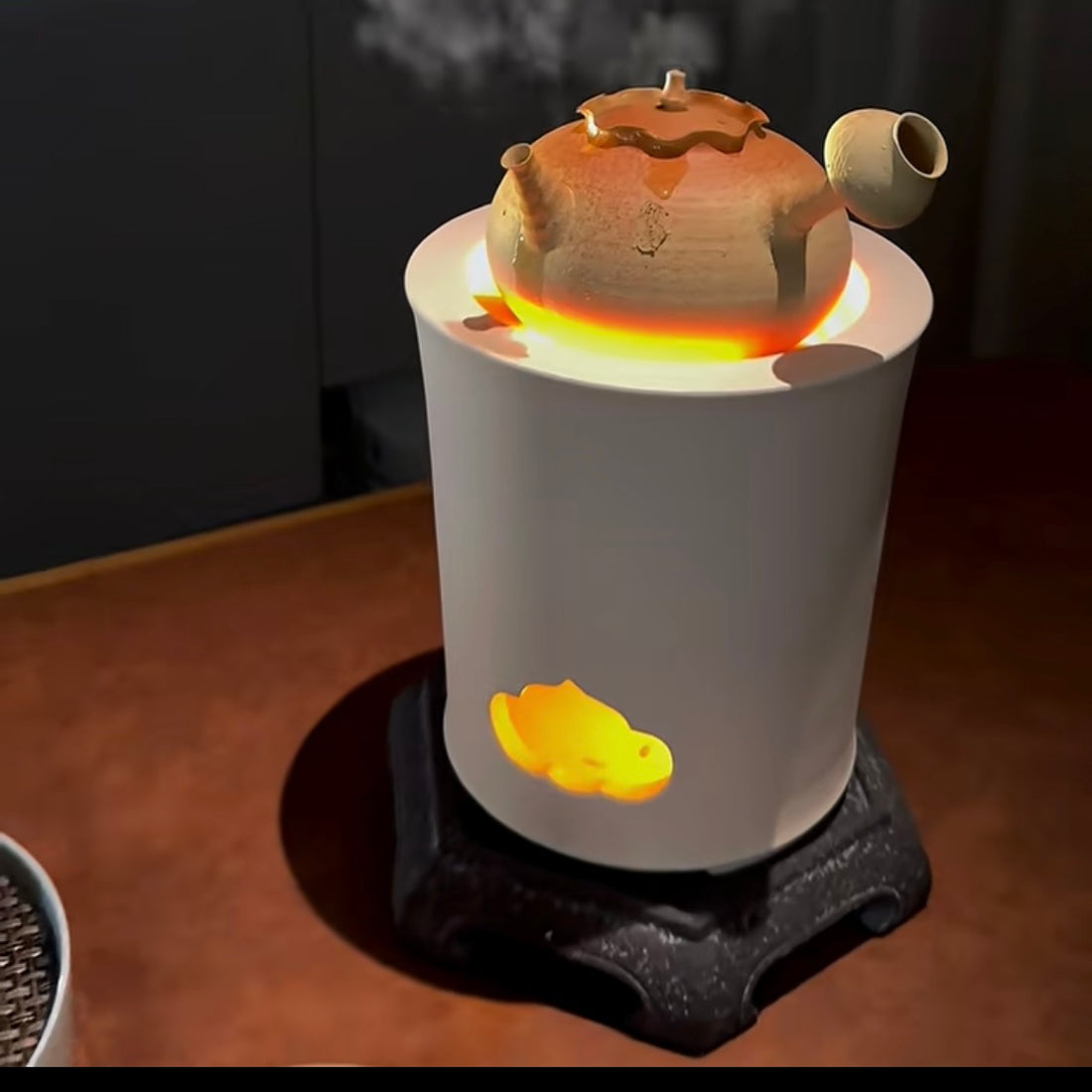 Terasilk Minimalist Zen Kettle Set | Lotus Edge Side-Handle "Sha Diao" & Auspicious Cloud Stove
