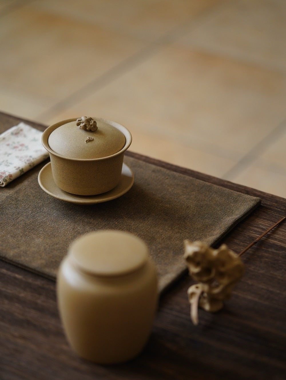 Terasilk Handmade Yixing Gaiwan | Wabi-Sabi "Scholar Rock" | Raw Golden Duan Ni Clay