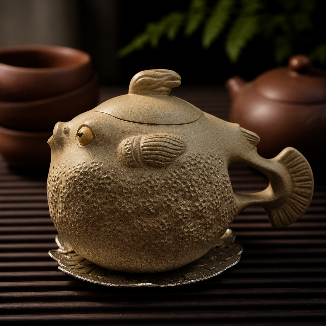 Artisan Fish-Shaped Zisha Teapot – lvni Yixing Clay Tea Pot-120ml