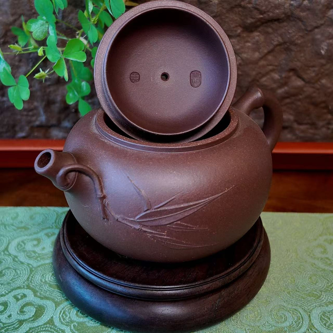 Handmade Yixing Teapot | "Bamboo Elegance" Nature-Inspired Design | Premium Purple Clay Zisha Tea Vessel-200ml