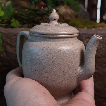 Handmade Yixing Teapot | "Sesame" Duan Ni Clay | Elevated Lotus Pedestal | Wabi-Sabi Zen Tea Vessel-180ml