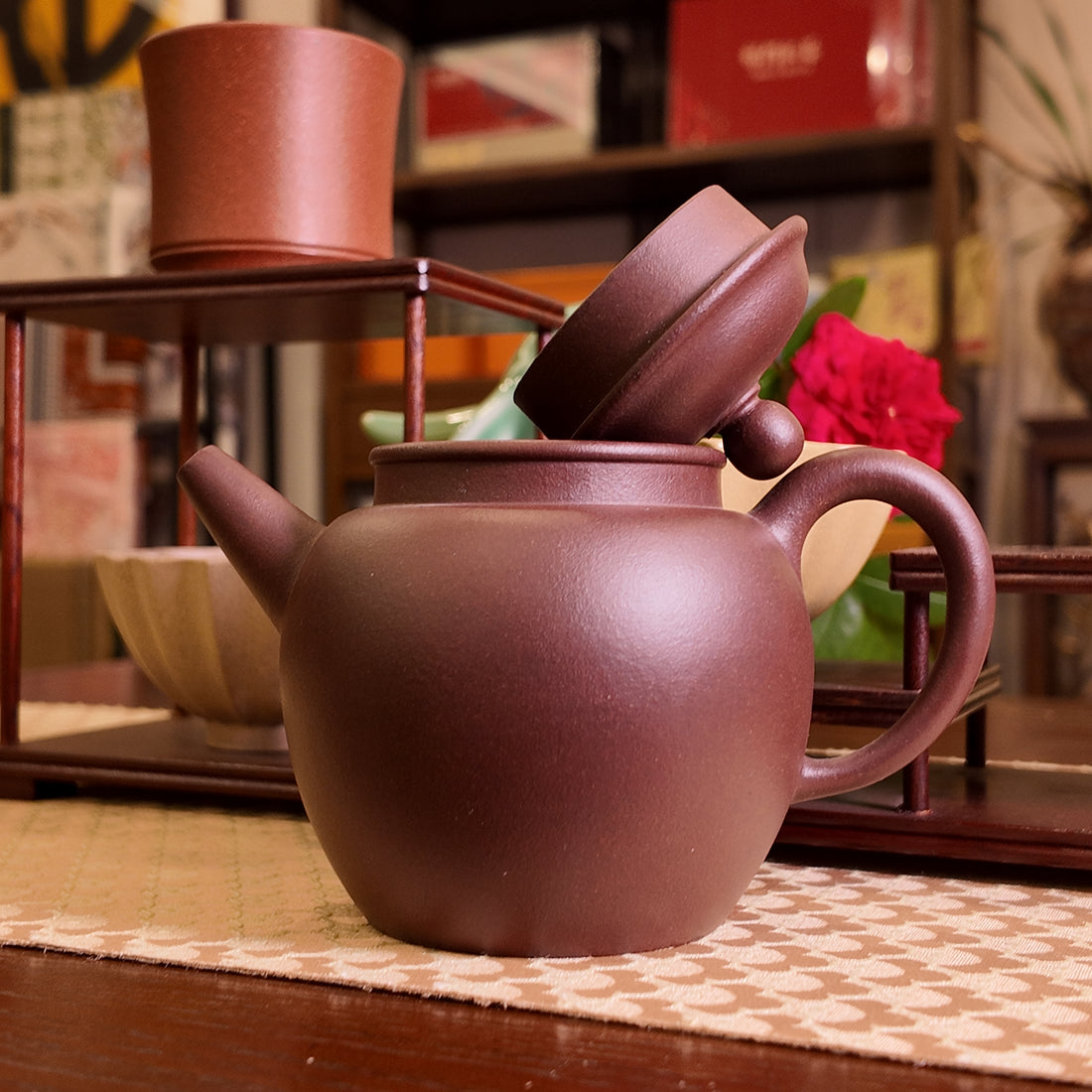 Terasilk Handmade Yixing Teapot | Classic Minimalist Tall Profile | Bespoke Engraved Base | Premium Zi Ni Clay-220ml