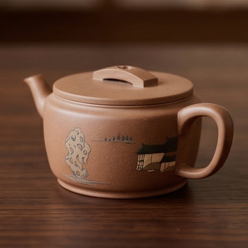 Handcrafted Yixing Zisha Teapot – Minimalist Square Lid Design | Premium Purple Clay Gongfu Tea Pot-150ml