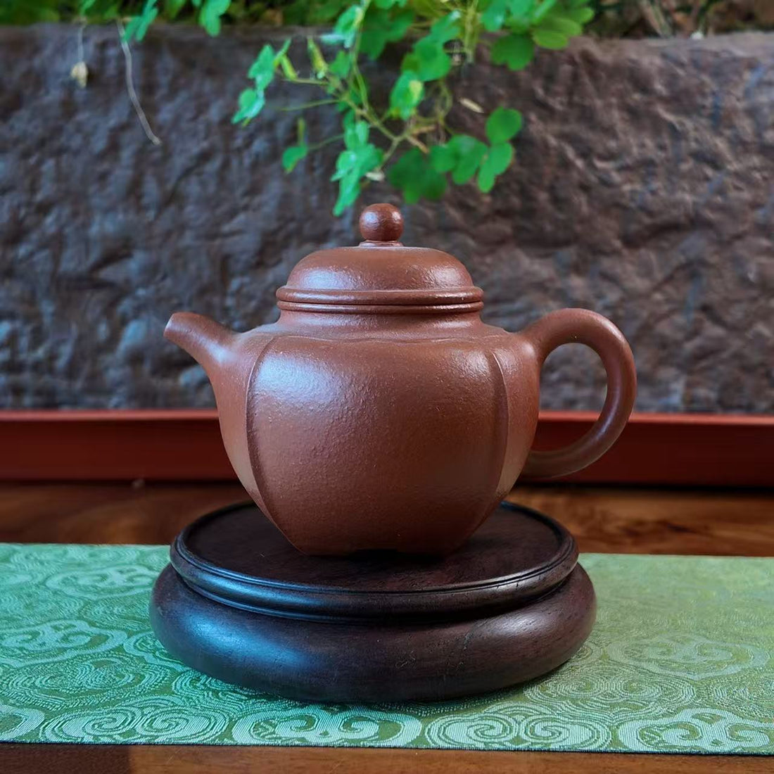 Handmade Yixing Teapot | Symmetrical Four-Lobed Jinwen Design | Premium Textured Clay Gongfu Tea Vessel-150ml
