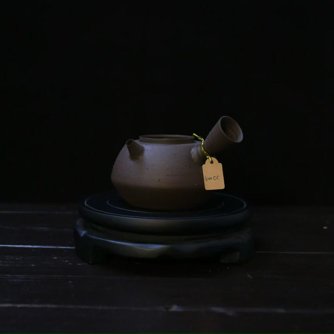 Terasilk Minimalist Wabi-Sabi Kettle Set | Raw Black Clay Side-Handle "Sha Diao" & Pristine White Stove