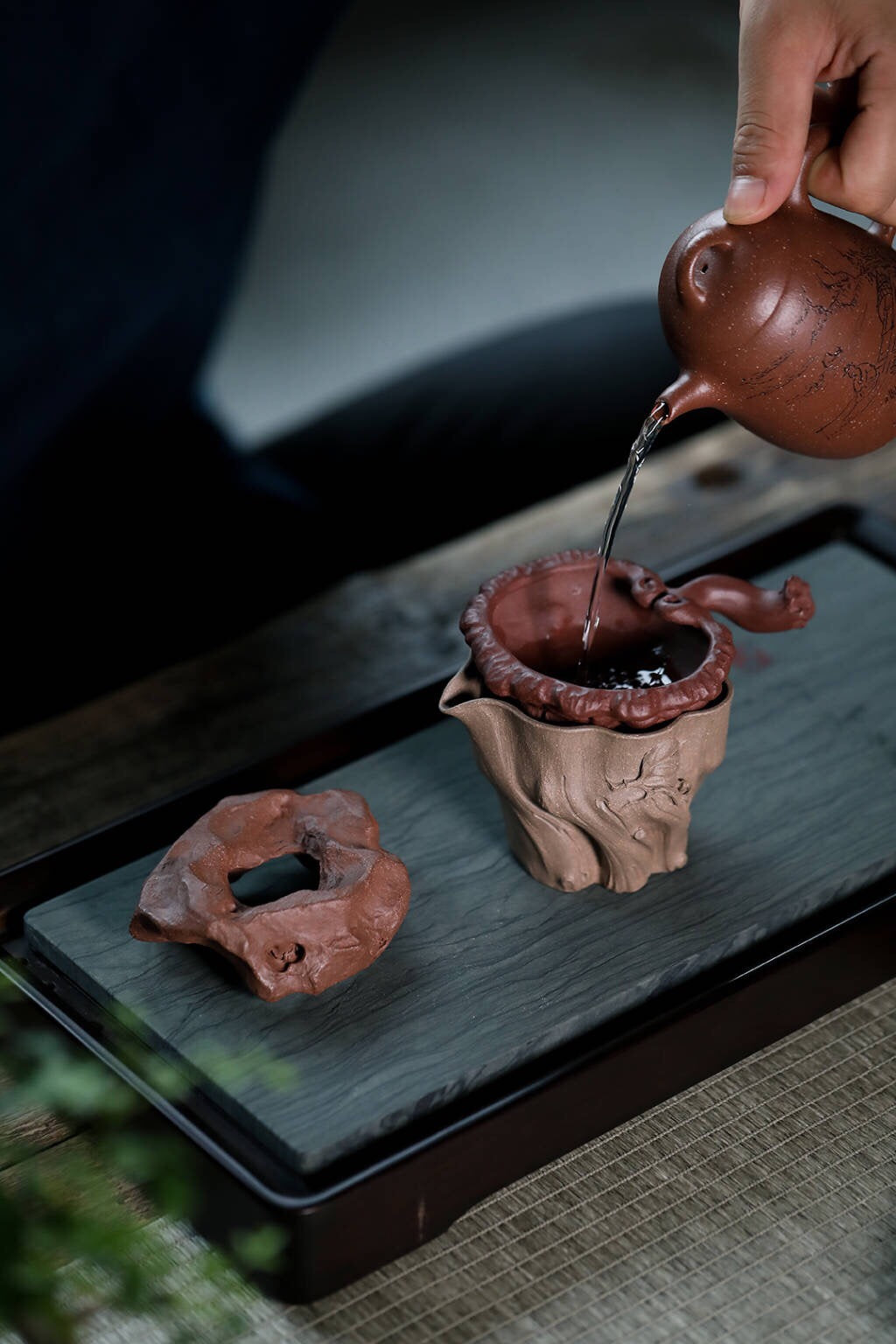 Ganoderma Revenant · Purple Clay Tea | Custom-made by an assistant craftsman Raw mineral purple clay; an artificial replica of a whole Ganoderma lucum plant.