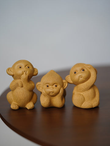 🐒 Cartoon Monkey Red Clay Tea Pet Set Handcrafted high-quality ore pieces from the original mine material