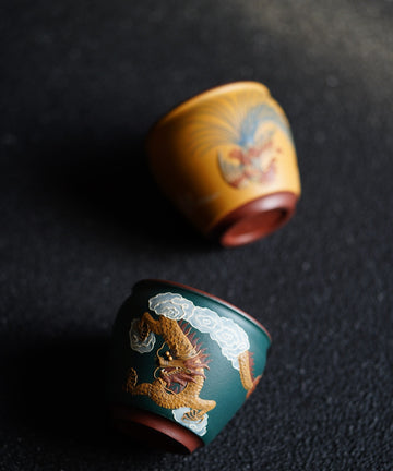 Exquisite painting technique · Centennial Dragon and Phoenix pair of cups ✨-(Set of 2)120ml
