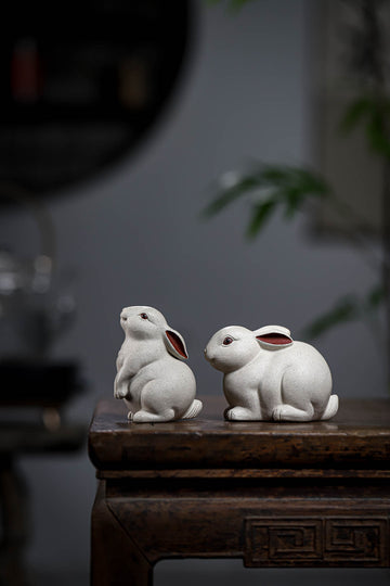 Jade Rabbit Purple Clay Tea Pet Set🐇 Handmade premium quality product from raw ore. Available in two sizes: single rabbit design and double rabbit design.